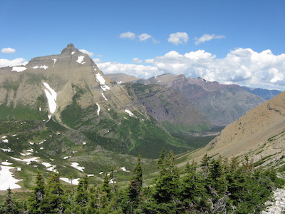 Hudson Bay Creek Valley from Triple Divide Pass Glacier National Park